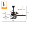 52 Inch Farmhouse Ceiling Fan with Lights and Remote,3 matt black-american design-american