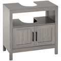 kleankin Pedestal Sink Storage Cabinet, Bathroom Under gray-particle board