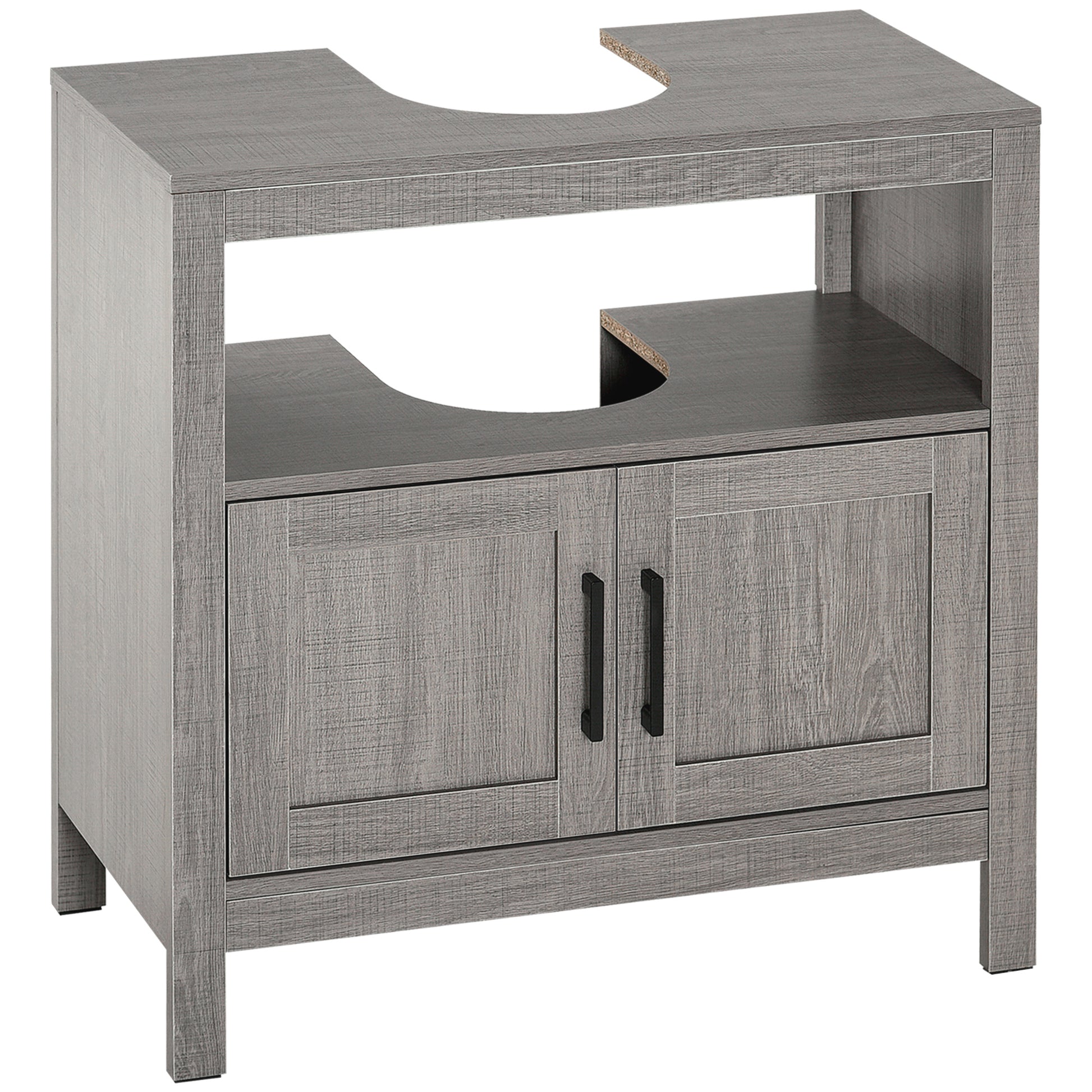 kleankin Pedestal Sink Storage Cabinet, Bathroom Under gray-particle board