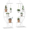 5 Tier Metal Plant Stand with Hangers, Half Moon