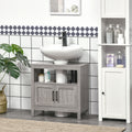 kleankin Pedestal Sink Storage Cabinet, Bathroom Under gray-particle board