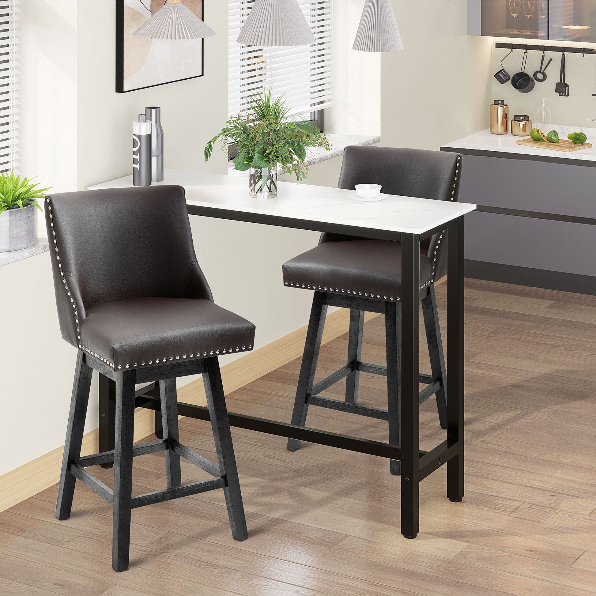 28" Swivel Bar Height Bar Stools Set of 2,