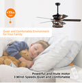 52 Inch Farmhouse Ceiling Fan with Lights and Remote,3 matt black-american design-american