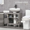 kleankin Pedestal Sink Storage Cabinet, Bathroom Under gray-particle board