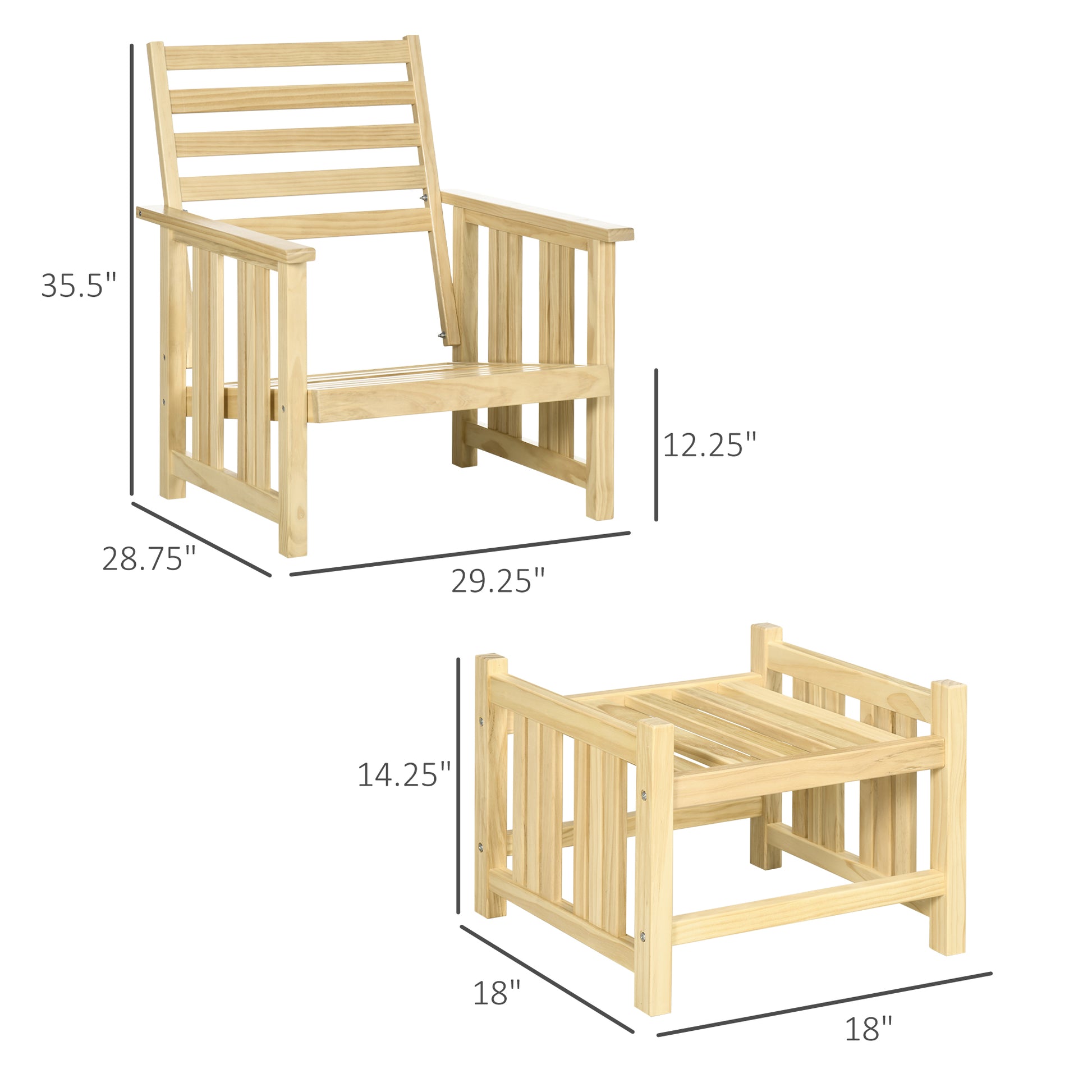 Patio Furniture Set, Wood Outdoor Patio Chair