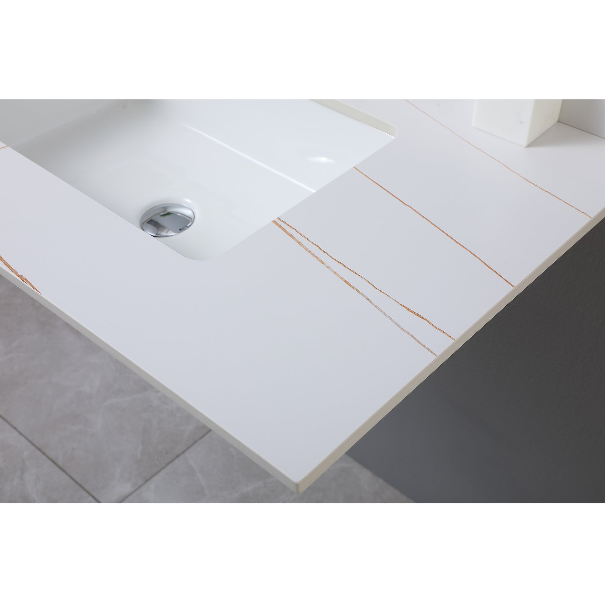 Montary 37inch bathroom vanity top stone white gold white-sintered stone