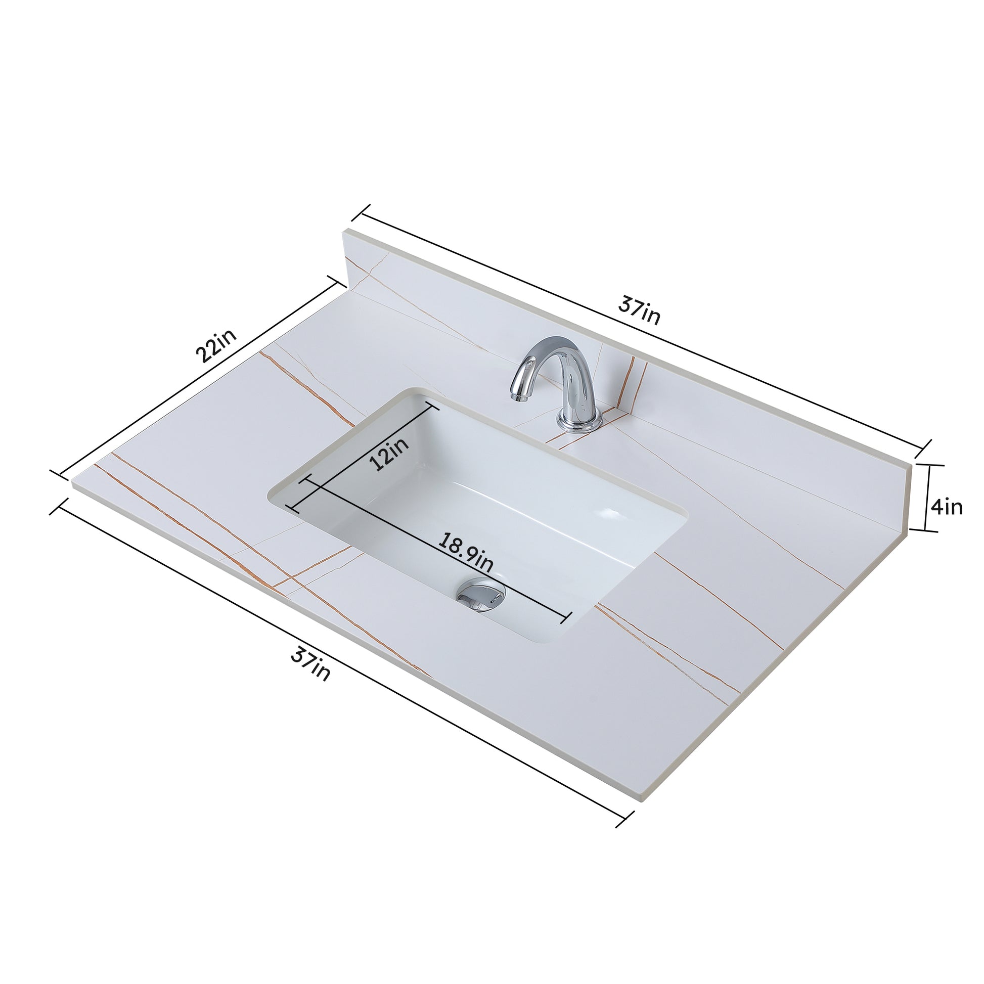 Montary 37inch bathroom vanity top stone white gold white-sintered stone