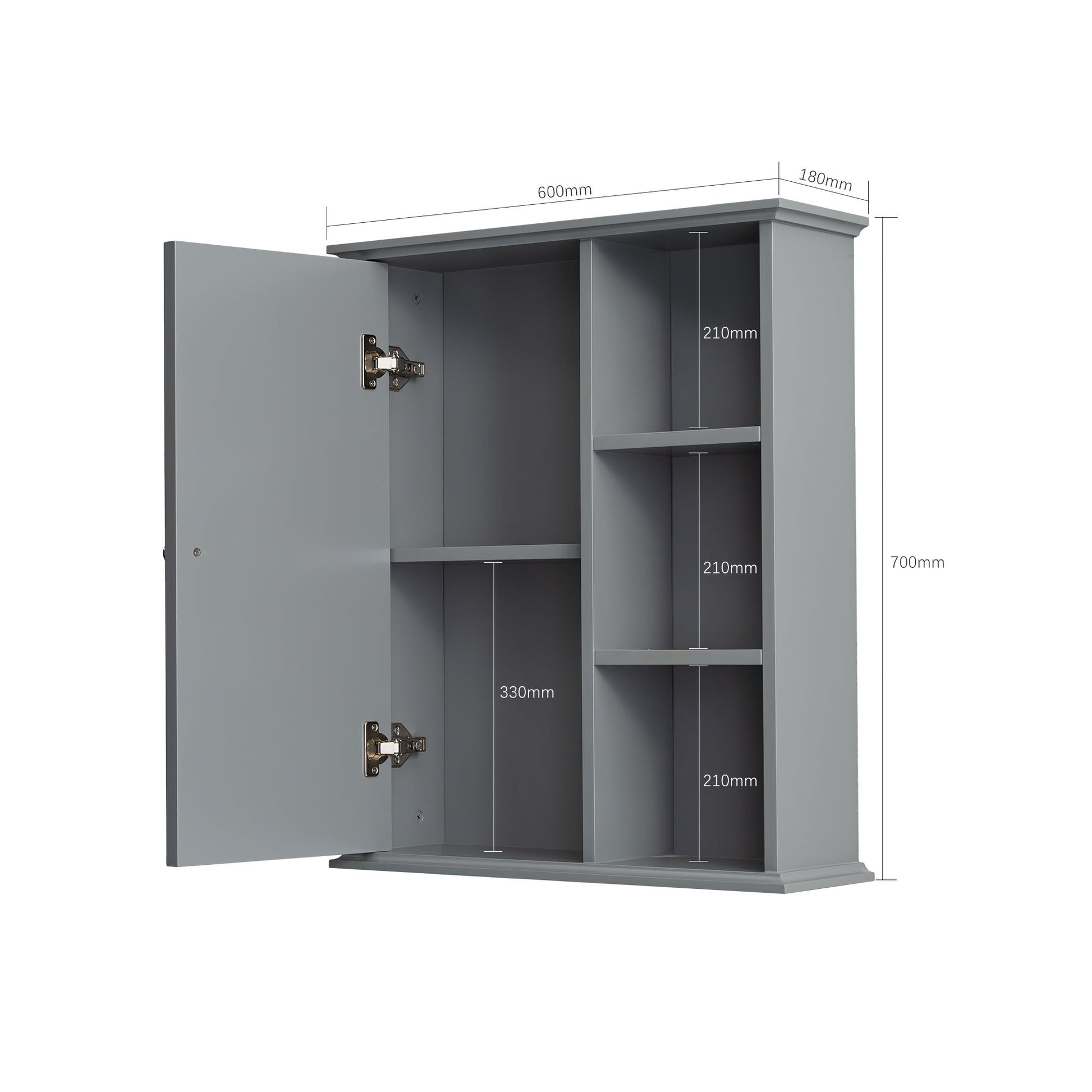 Bathroom Wall Cabinet in Gray Ready to Assemble grey-1-3-soft close doors-wall