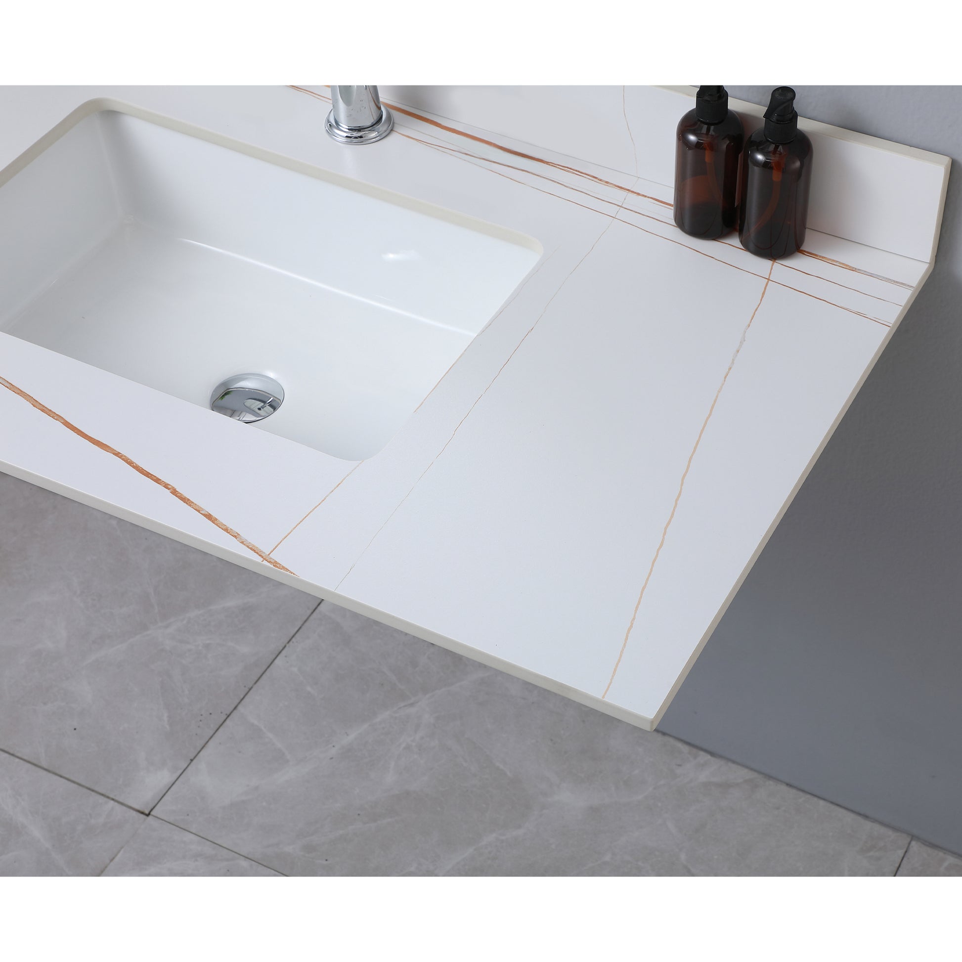 Montary 43inch bathroom vanity top stone White gold white-sintered stone