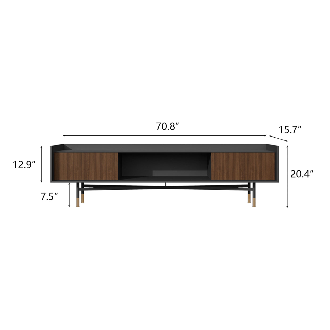 Walnut Color Minimalist Walnut Tv Stand 70.8 X