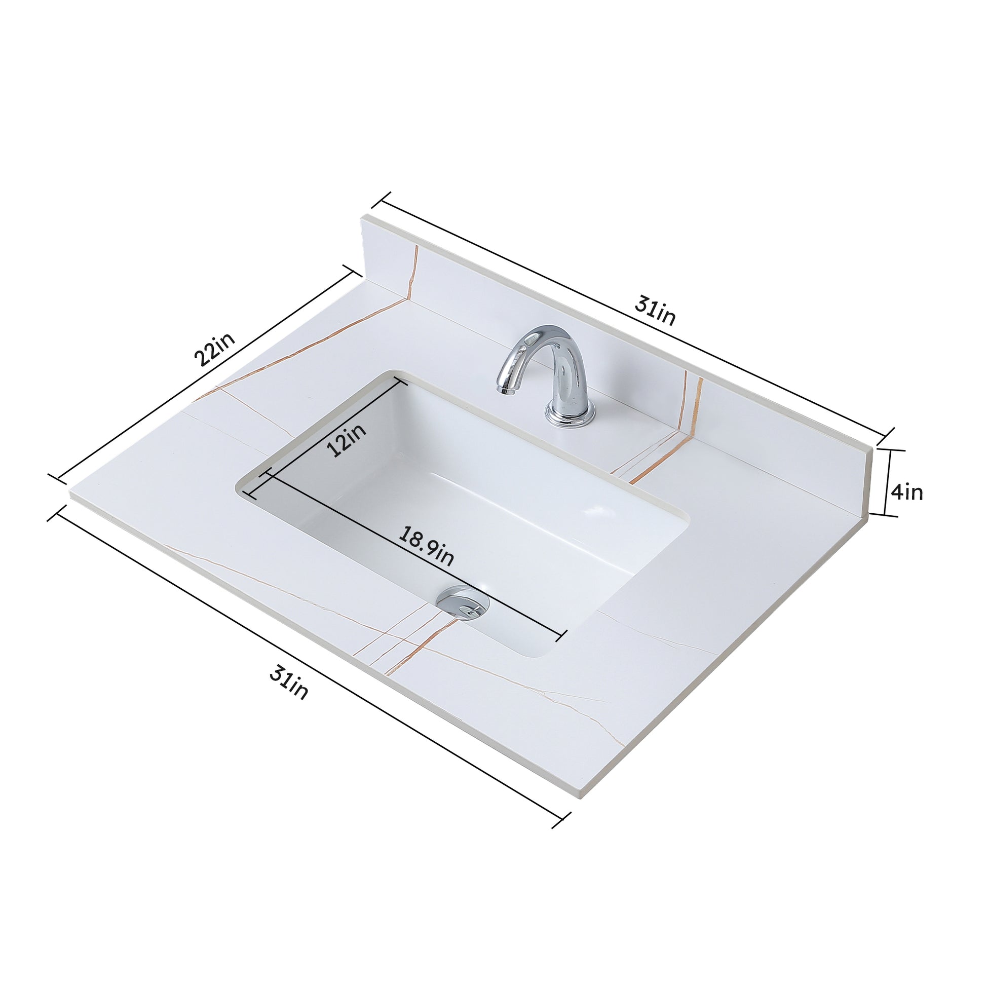 Montary 31inch sintered stone bathroom vanity top white-sintered stone