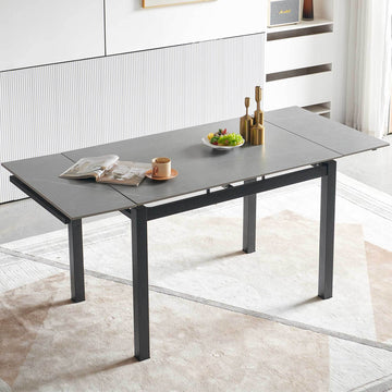 Grey Ceramic Modern Rectangular Expandable Dining