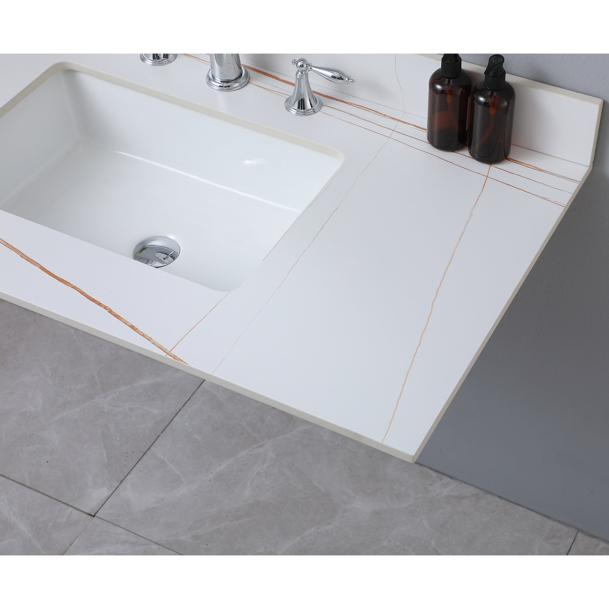 Montary 43inch bathroom vanity top stone carrara gold white-sintered stone