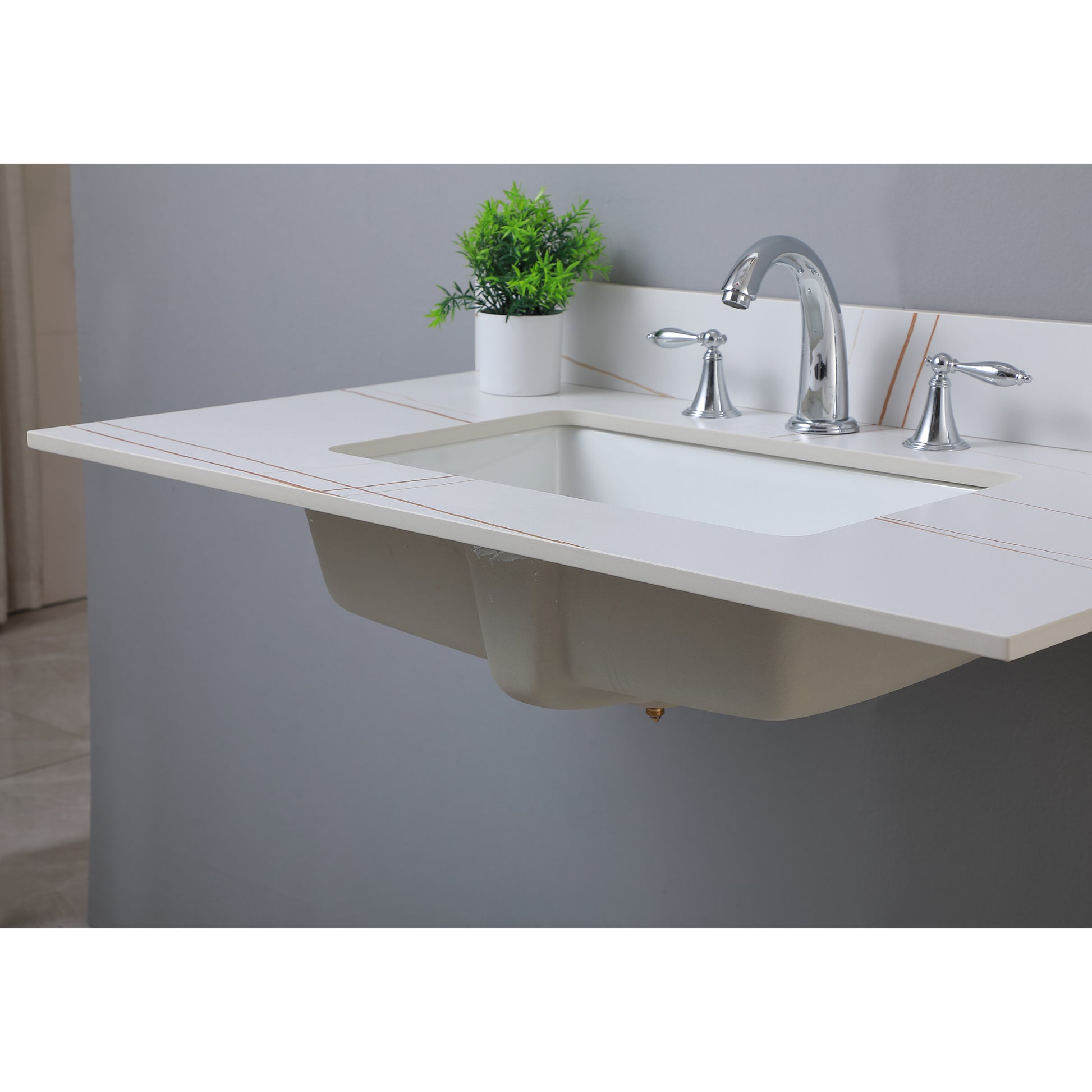 Montary 37inch bathroom vanity top stone white gold white-sintered stone