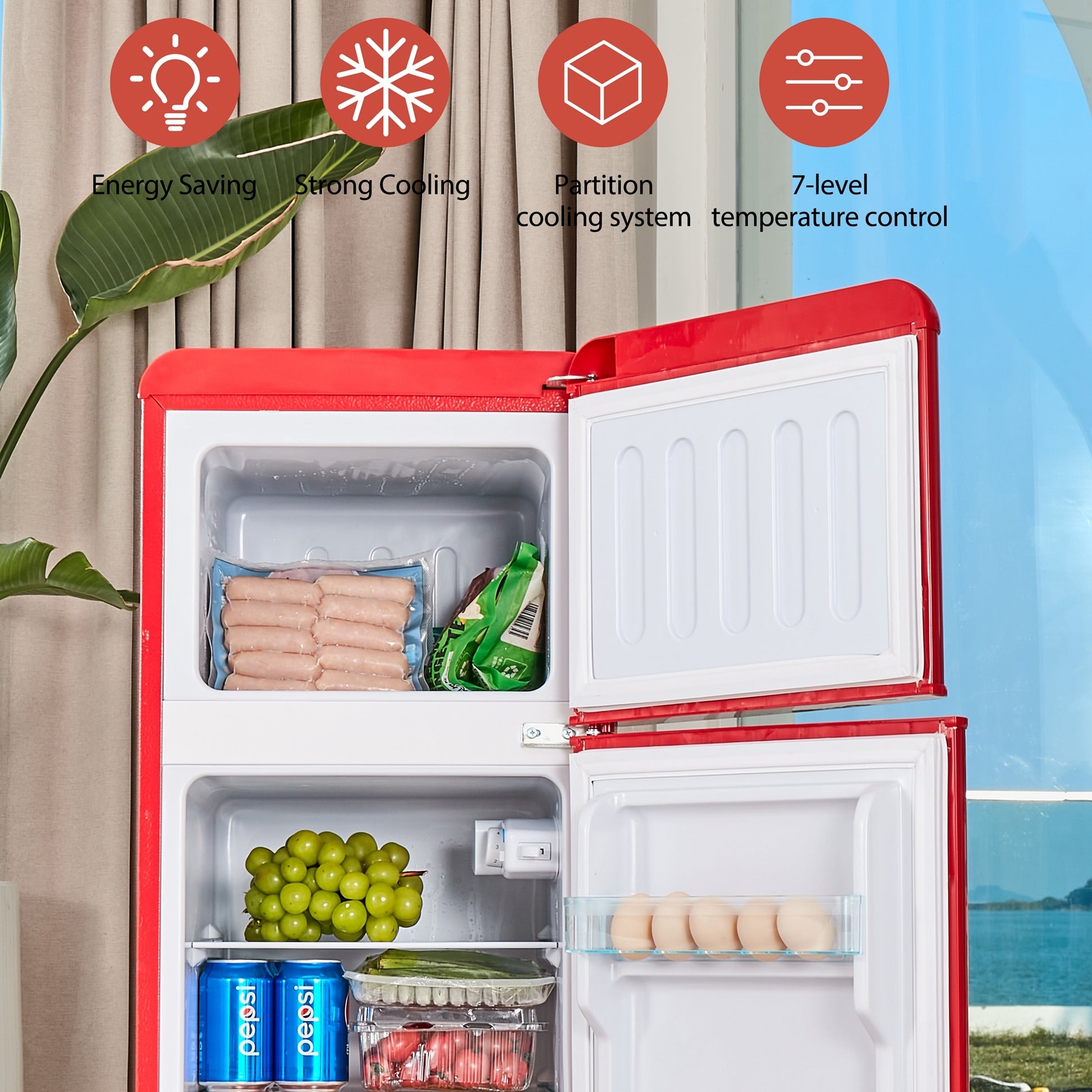 4.5 cu. ft. Dual Zone Refrigerator, 3.3 Fridge 1.2 cu. red-iron