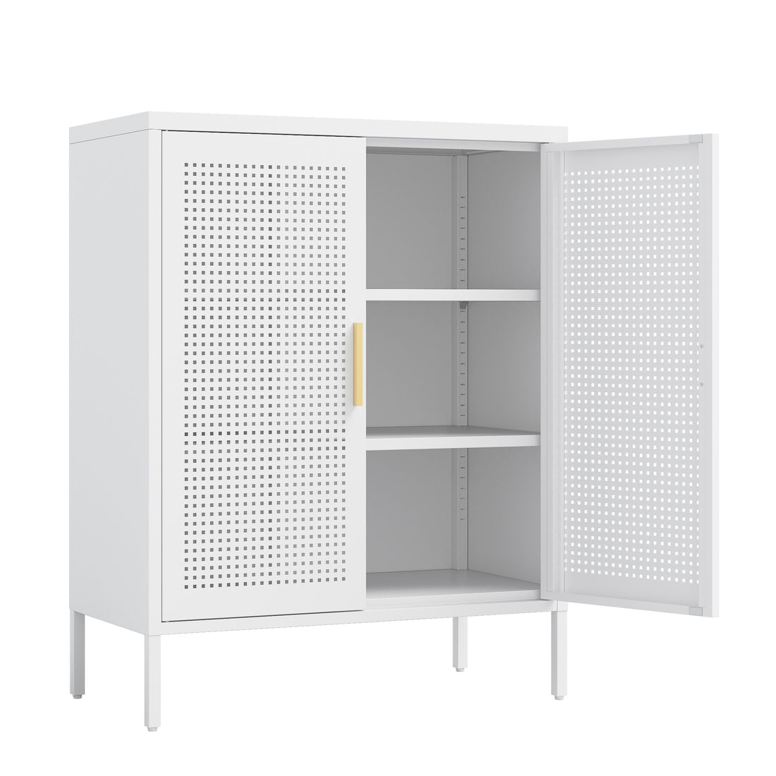 No Lock, Metal Storage Cabinet With 2 Doors And 2