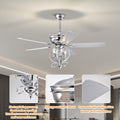 52 inch 4 Lights Ceiling Fan with 5 Wood Blades, Two silver-traditional-wood-metal