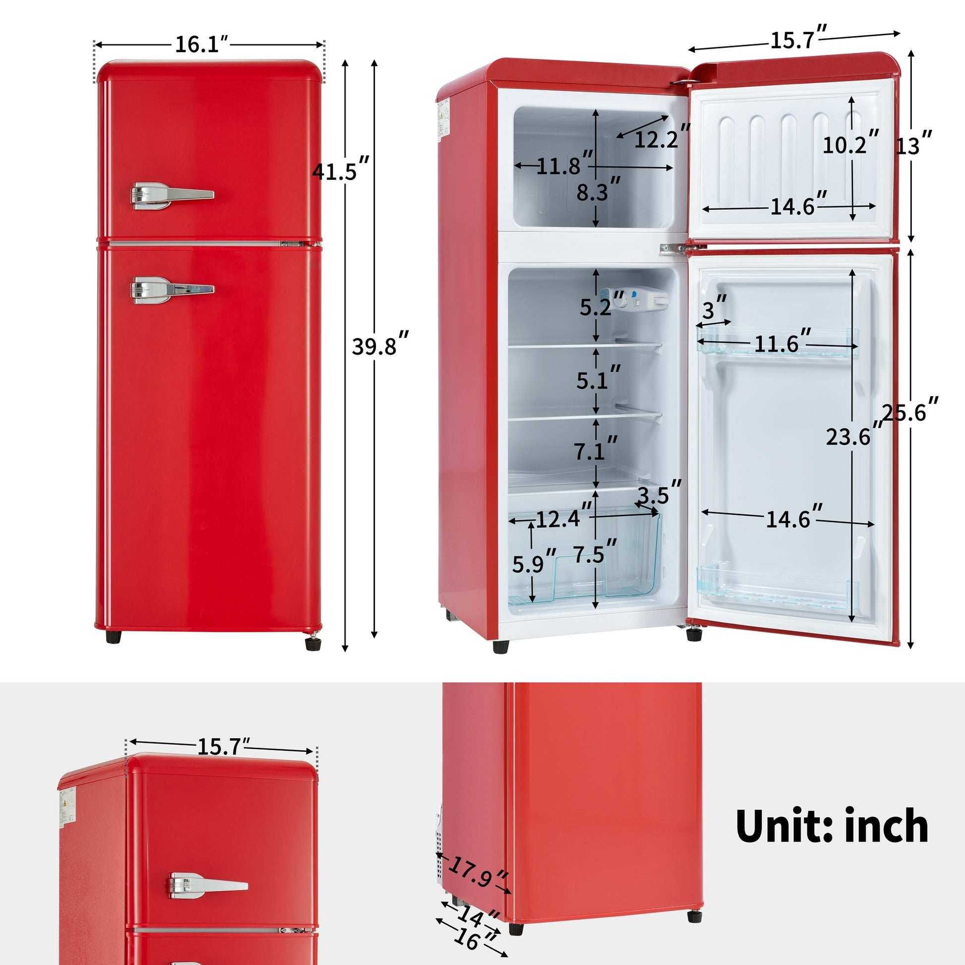 4.5 cu. ft. Dual Zone Refrigerator, 3.3 Fridge 1.2 cu. red-iron