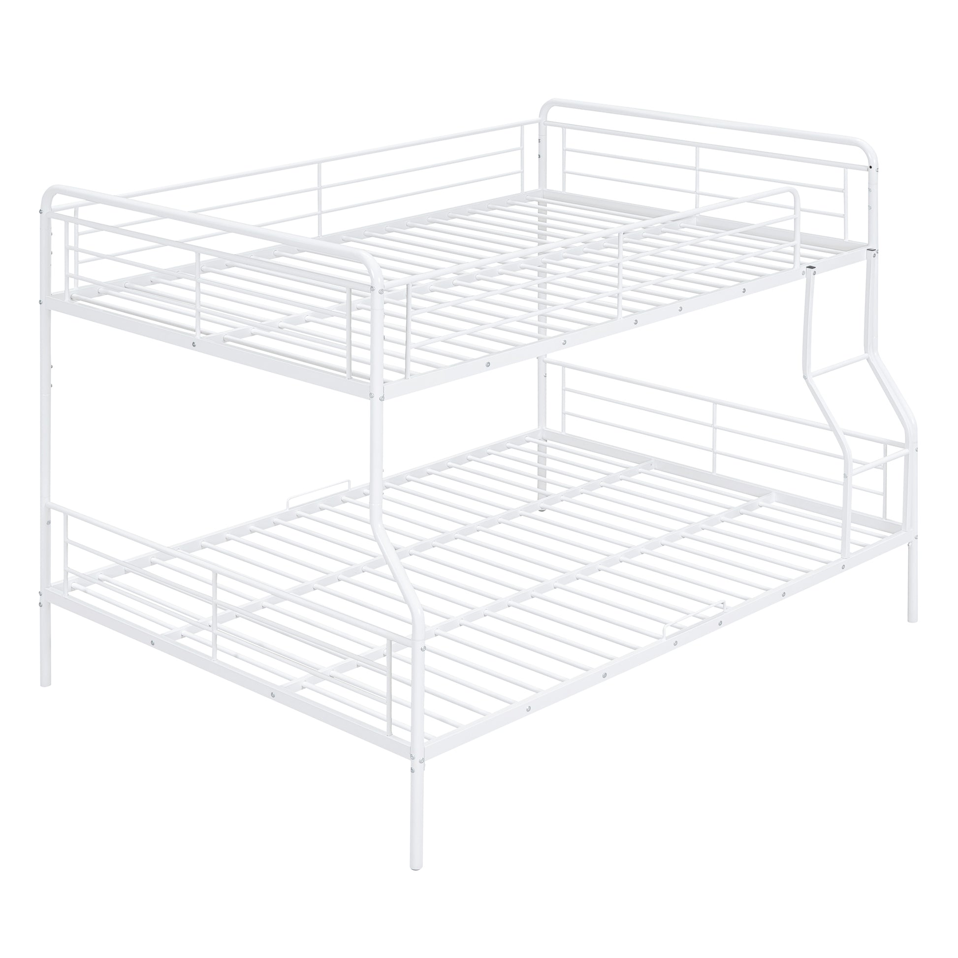 Full Xl Over Queen Metal Bunk Bed, White - White