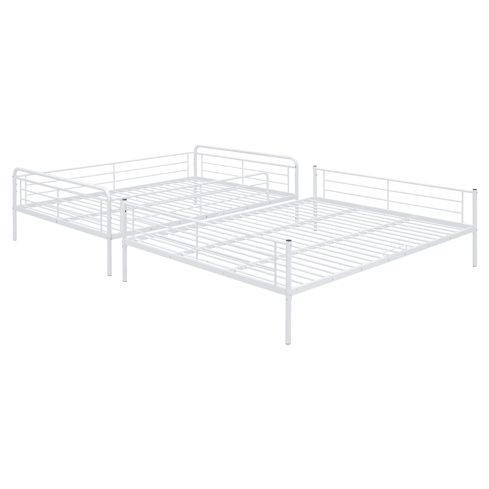 Full Xl Over Queen Metal Bunk Bed, White - White