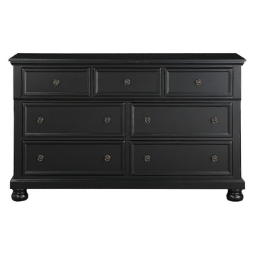 Transitional Black Dresser of 7 Drawers Jewelry