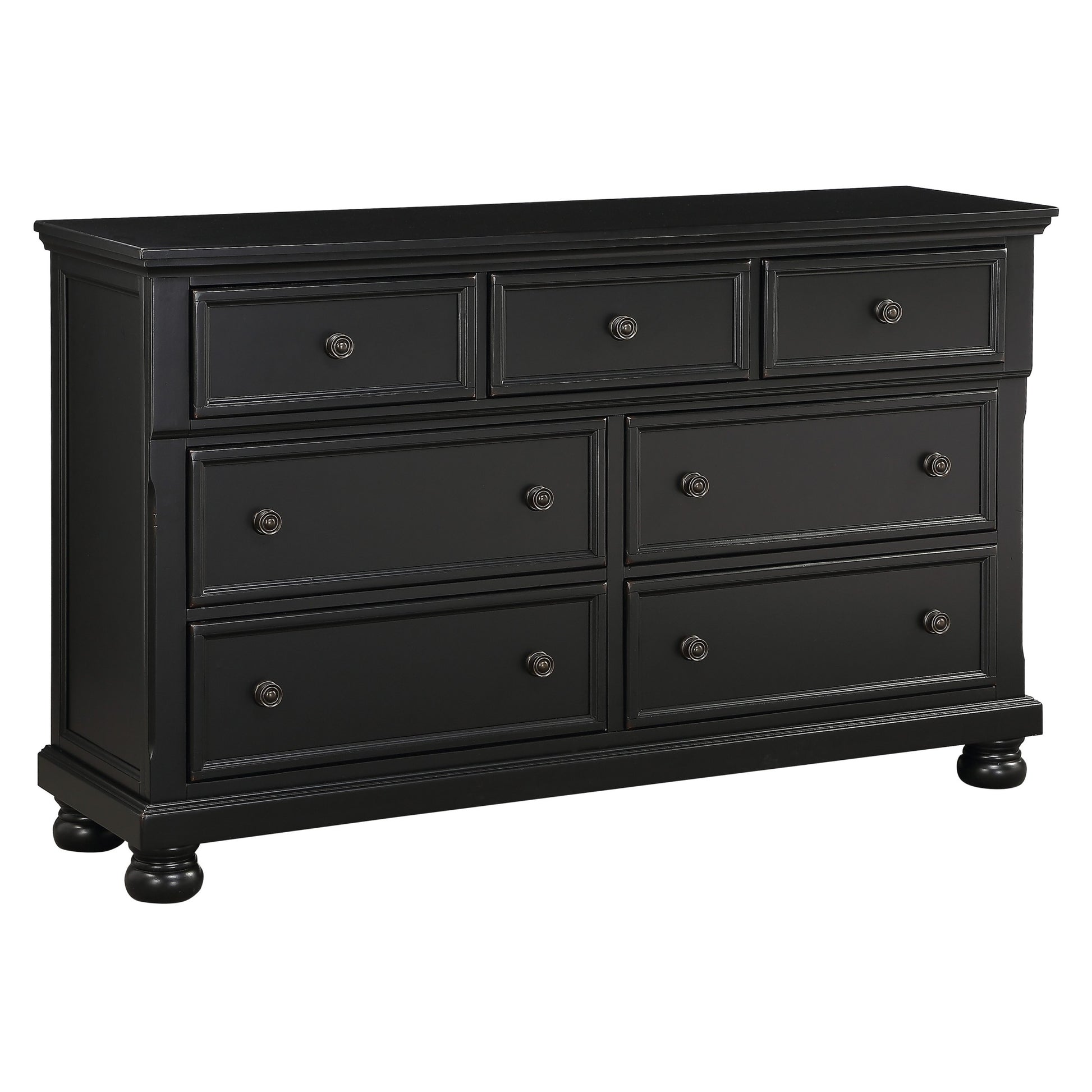 Transitional Black Dresser of 7 Drawers Jewelry