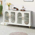 TV Stand for 65 Inch TV, Wood TV Stand with Storage antique white-mdf+glass