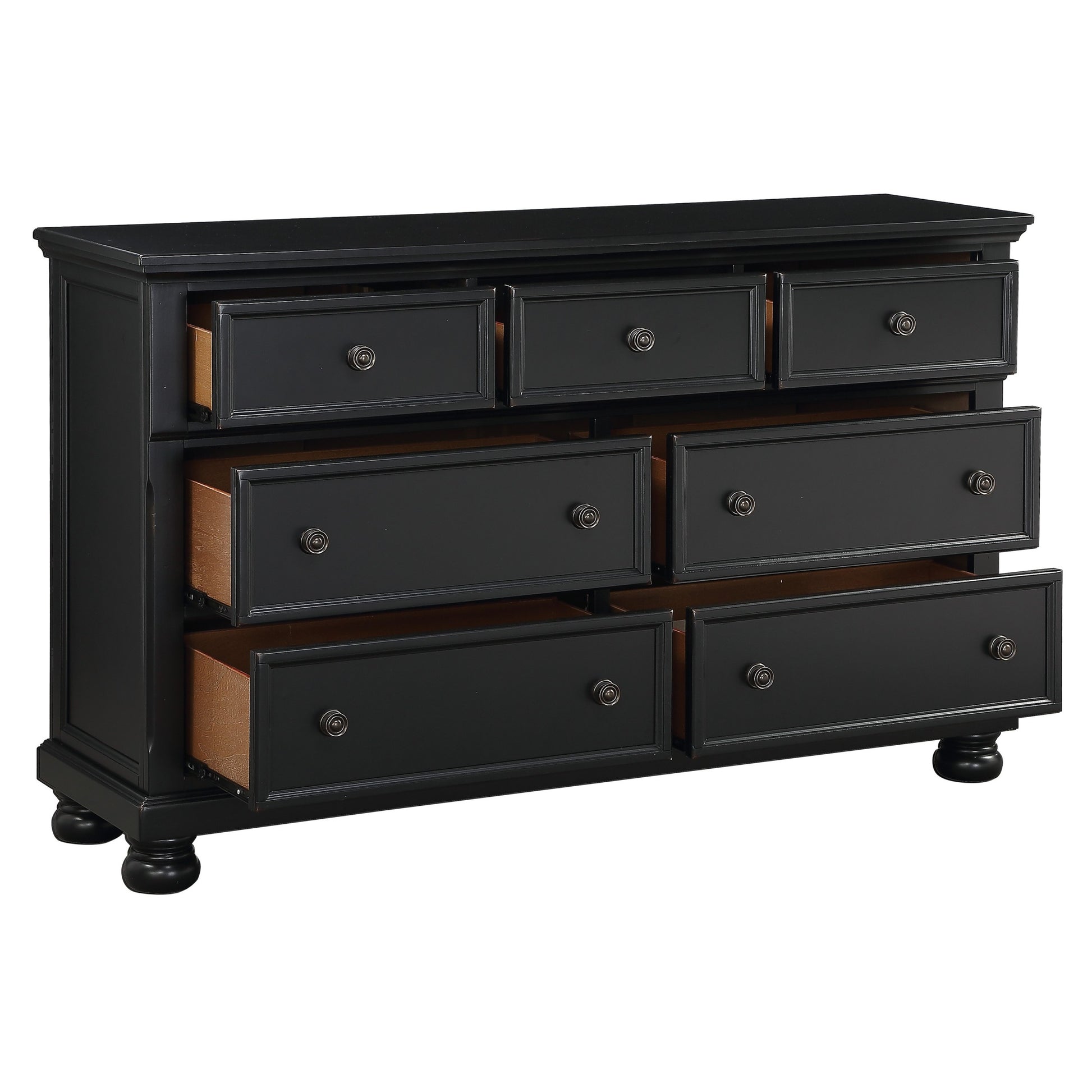 Transitional Black Dresser of 7 Drawers Jewelry