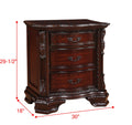 1pc Traditional Nightstand End Table with Three brown-3 drawers-bedside cabinet-espresso-solid