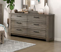 Rustic Style 1pc Gray Dresser of 6x Drawers Metal gray-bedroom-industrial-rustic-wood