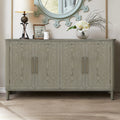 Four Door Storage Cabinet With Curved Countertop GRAT antique gray-mdf