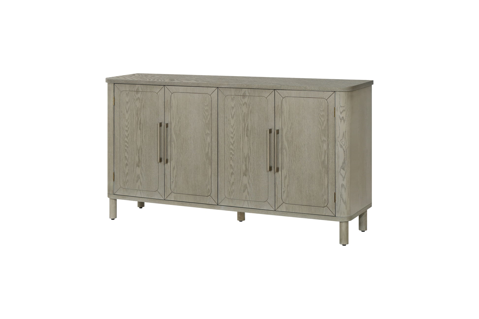 Four Door Storage Cabinet With Curved Countertop GRAT antique gray-mdf