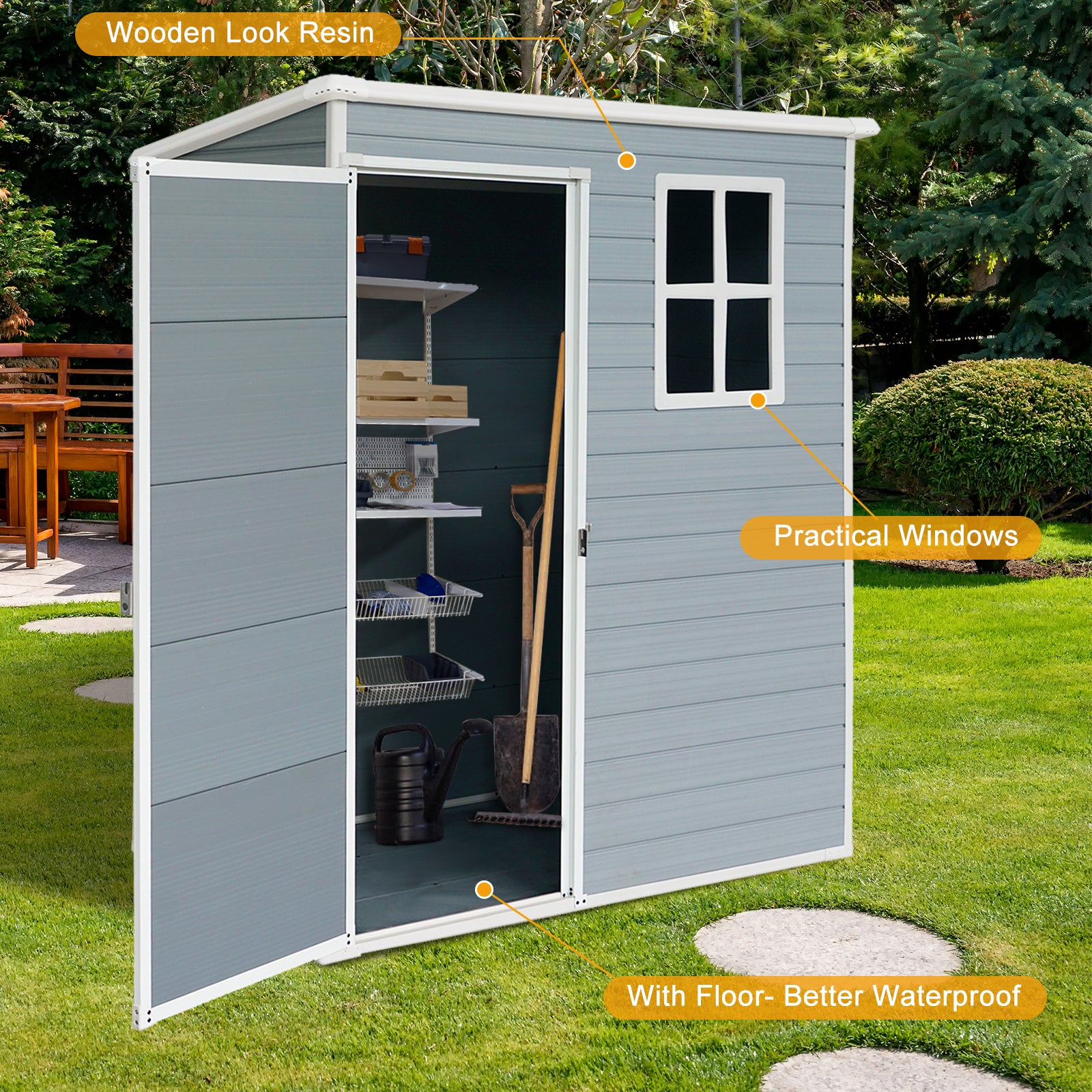 5X3Ft Resin Outdoor Storage Shed Kit Perfect To