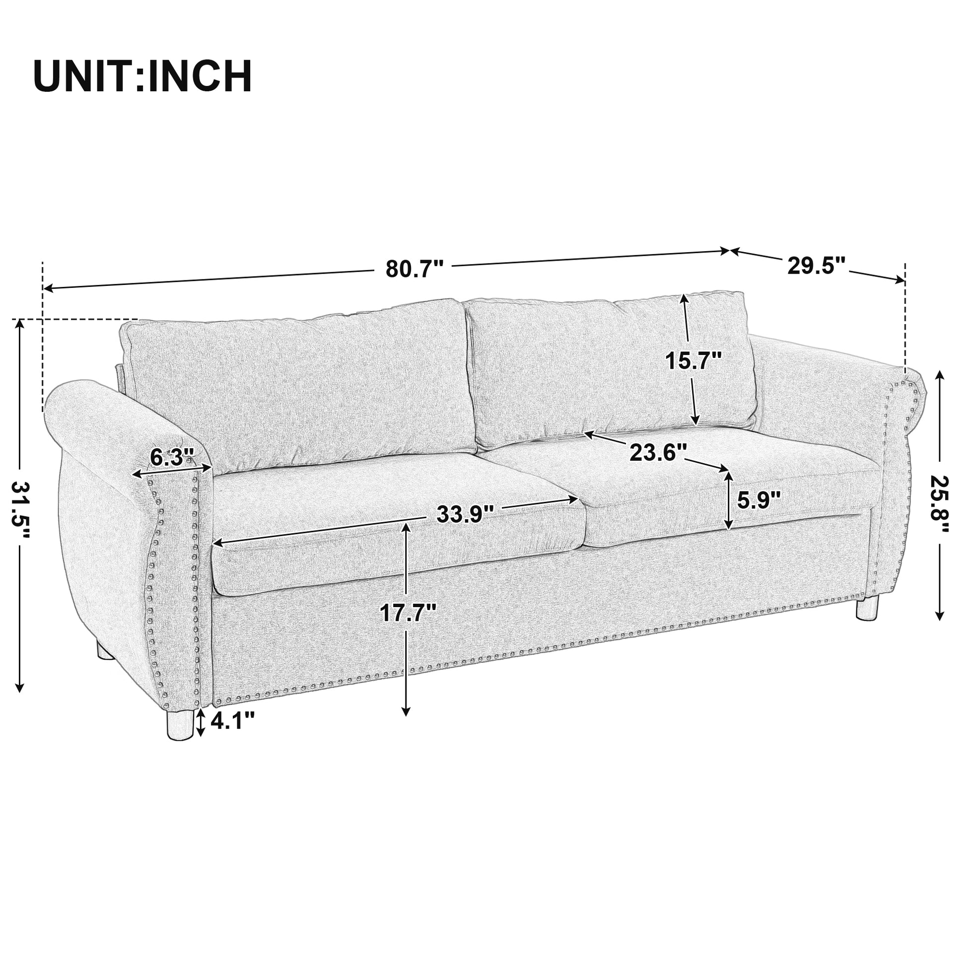 80.7'' 2 In 1 Sofa Bed Sleeper With Large Memory