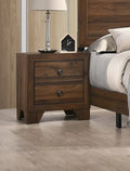 1pc Transitional 2 Drawer Nightstand with Metal brown-2 drawers-bedside cabinet-cherry-wood