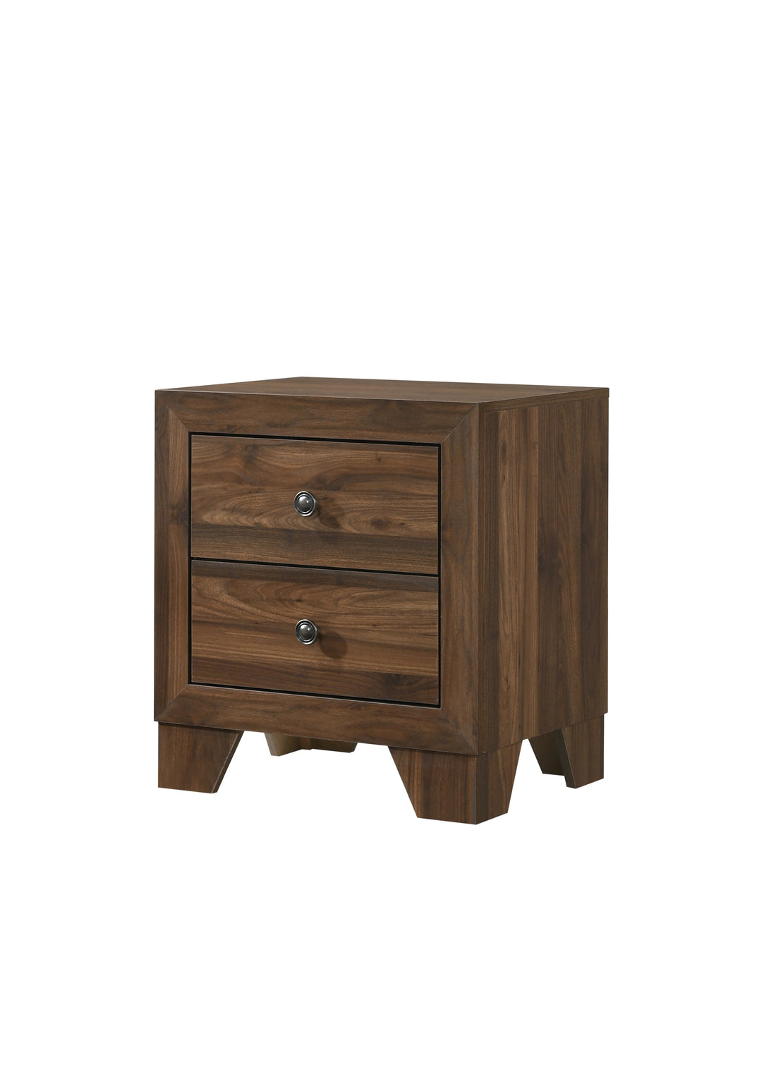 1pc Transitional 2 Drawer Nightstand with Metal gray-2 drawers-bedside cabinet-wood