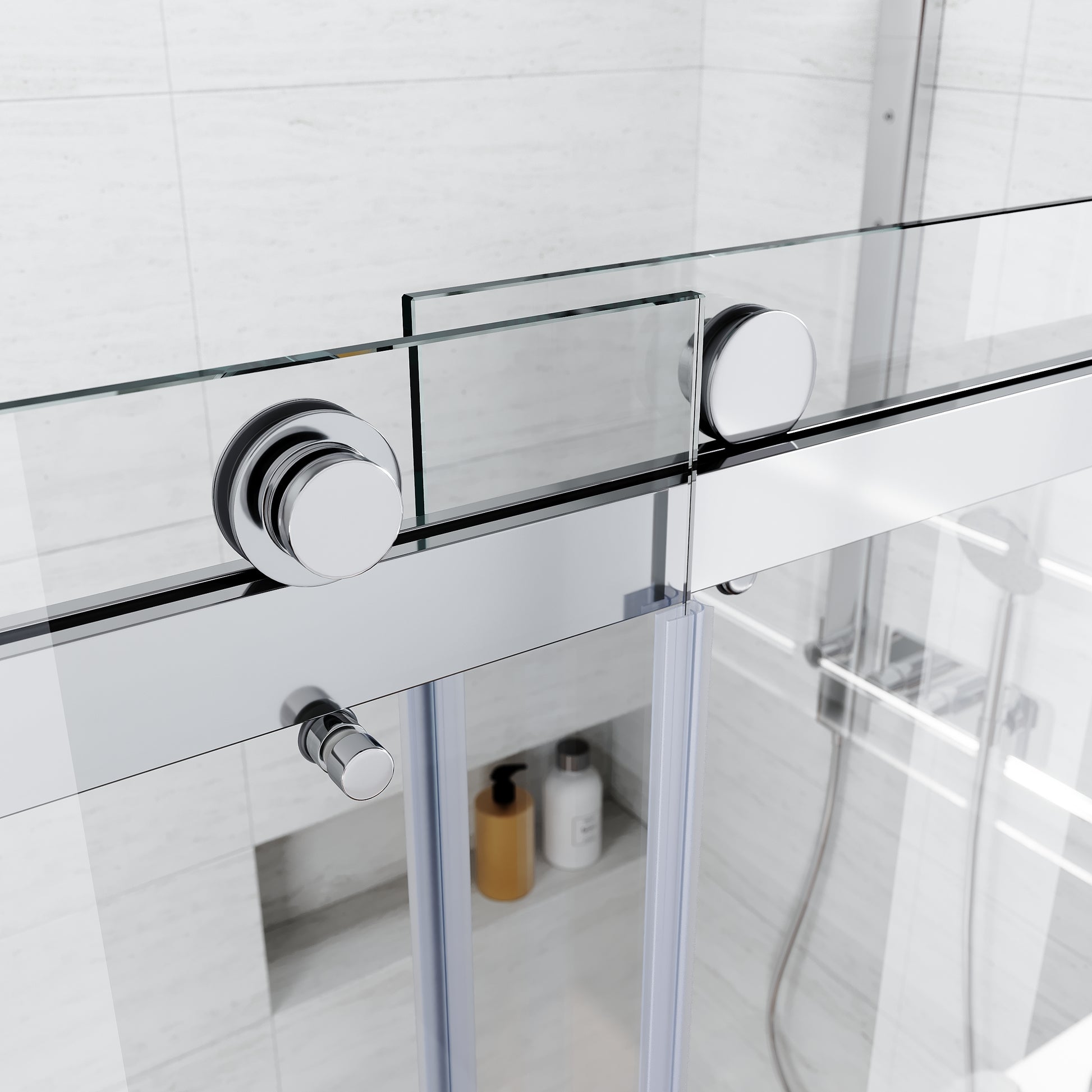 Frameless Sliding Shower Glass Door 56 60 in.W x 76 chrome-stainless steel