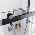 Frameless Sliding Shower Glass Door 56 60 in.W x 76 matt black-stainless steel