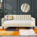 Elena Twin Size Beige Velvet Upholstered Daybed -