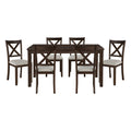 Dark Chery Finish Wooden Dining Set 7pc Dining