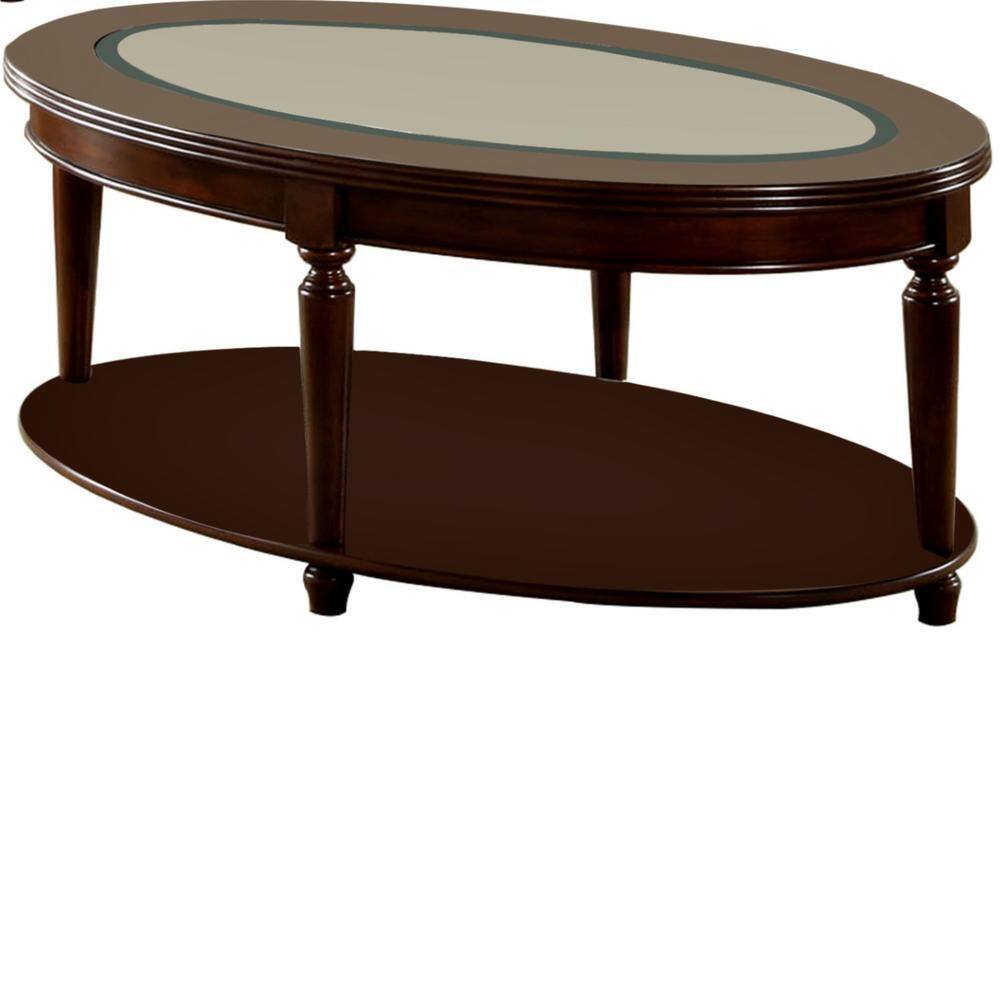 Transitional 1pc Coffee Table Dark Cherry Open Bottom cherry-primary living