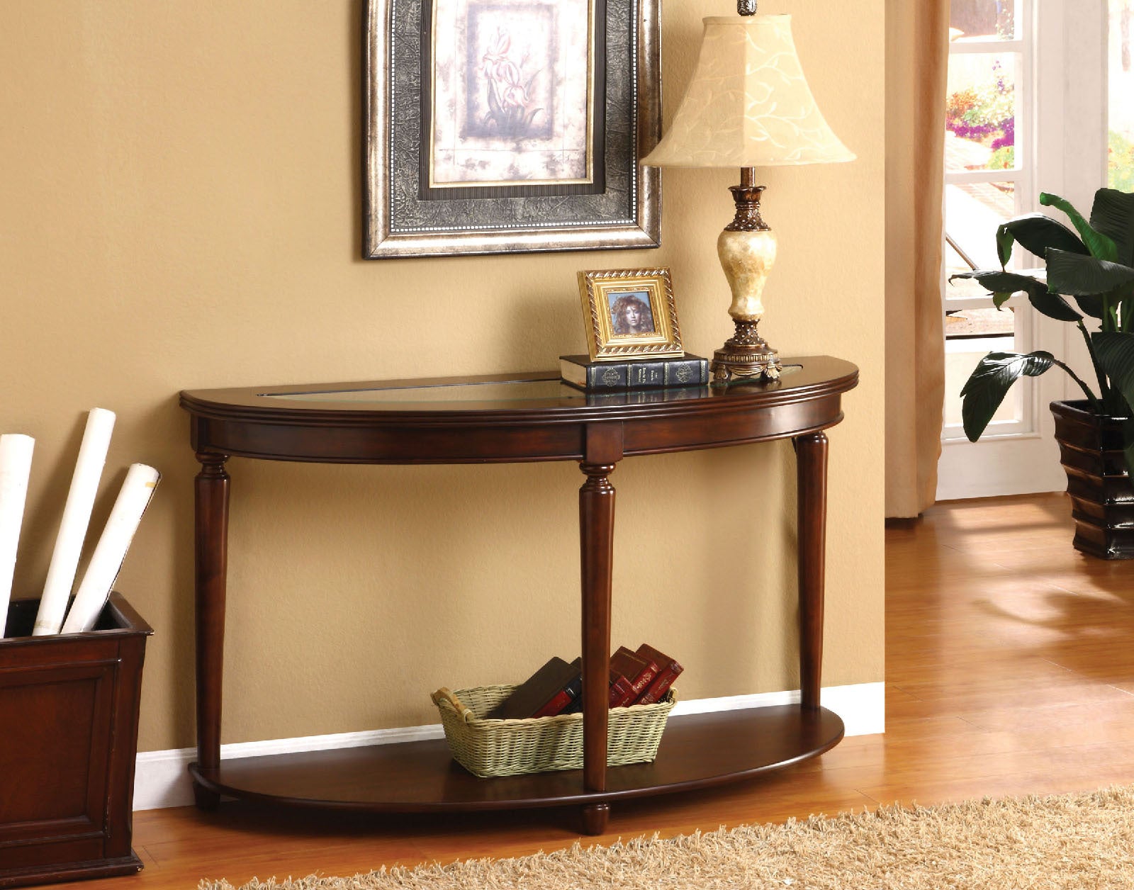 Transitional 1pc Side Table Dark Cherry Open Bottom cherry-primary living