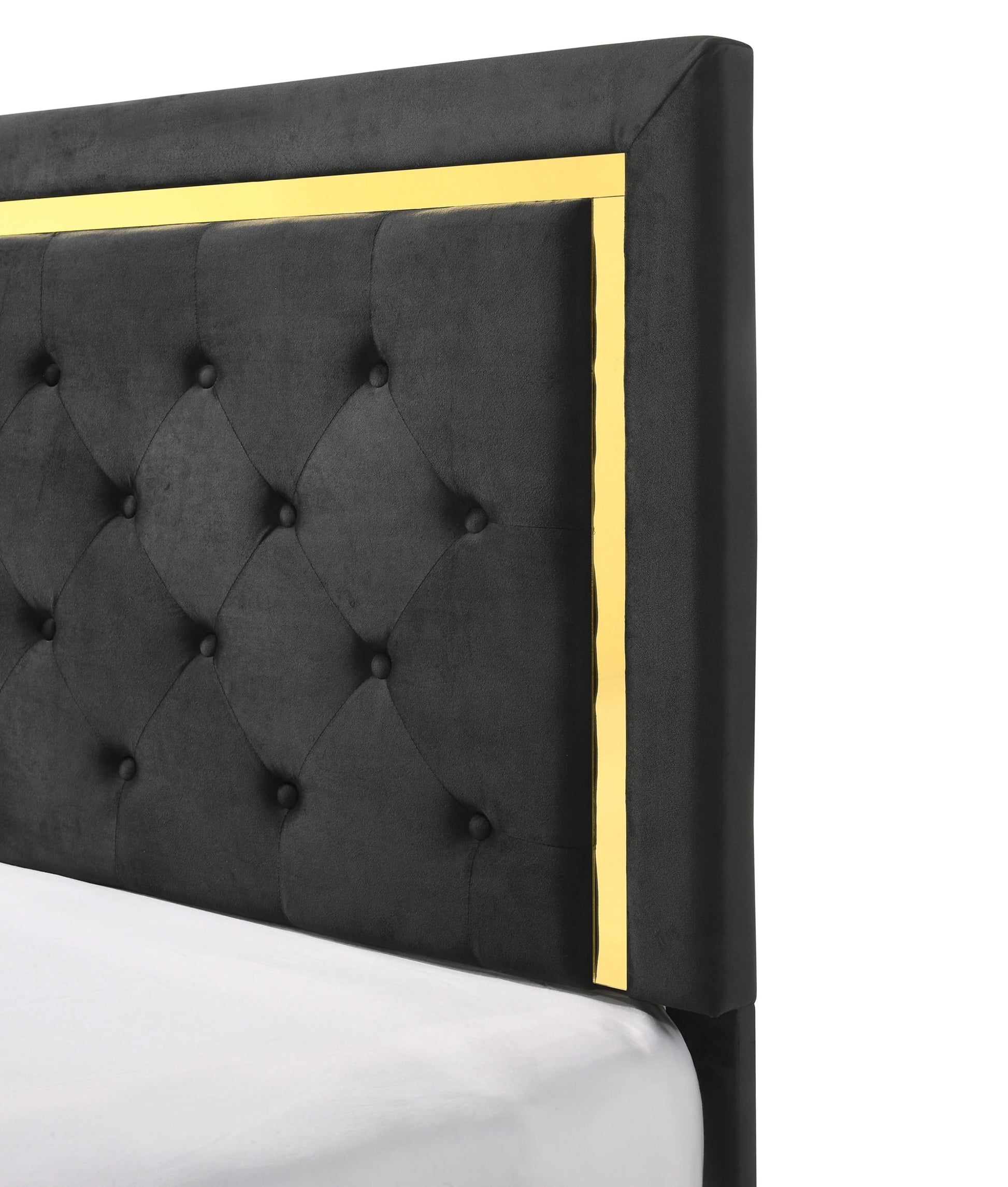 Contemporary Glam King Black Fabric Upholstered