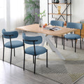 Dining Chairs Set of 2,Round Upholstered Sherpa Fabric light blue-foam-polyester