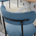 Dining Chairs Set of 2,Round Upholstered Sherpa Fabric light blue-foam-polyester