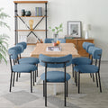 Dining Chairs Set of 2,Round Upholstered Sherpa Fabric light blue-foam-polyester