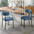 Dining Chairs Set of 2,Round Upholstered Sherpa Fabric light blue-foam-polyester