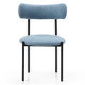 Dining Chairs Set of 2,Round Upholstered Sherpa Fabric light blue-foam-polyester