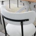 Dining Chairs Set of 2,Round Upholstered Sherpa Fabric beige-foam-polyester