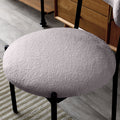 Dining Chairs Set of 2,Round Upholstered Sherpa Fabric light grey-foam-polyester